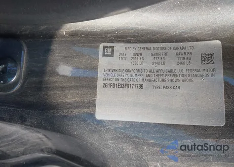 2015 Chevrolet Camaro 1Lt z USA, uszkodzony, nr VIN 2G1FD1E33F9171789